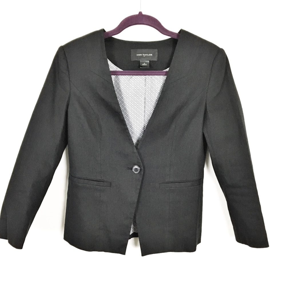 ANN TAYLOR black career blazer 0